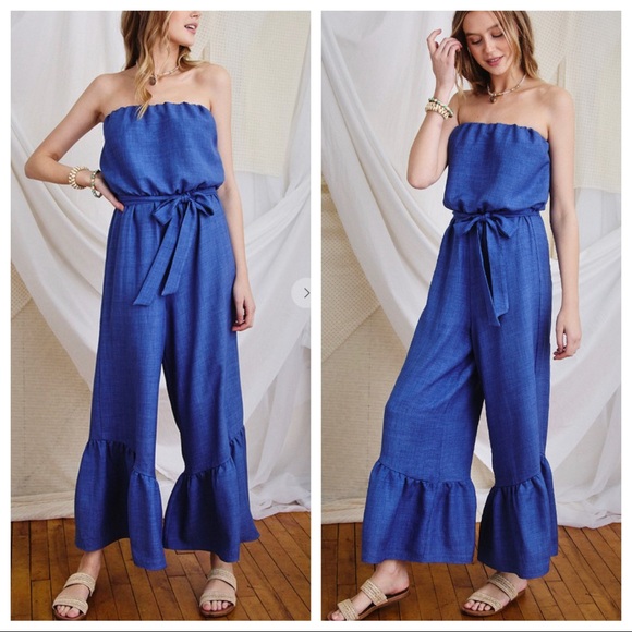 23 Boho Chic Perfect Sleeveless wide leg Tie Waist Jumpsuit - Picture 2 of 4